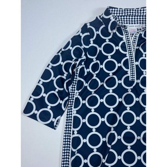 Gretchen Scott Navy White Circle Pattern Everyday Dress XL Preppy Boutique - Picture 4 of 12